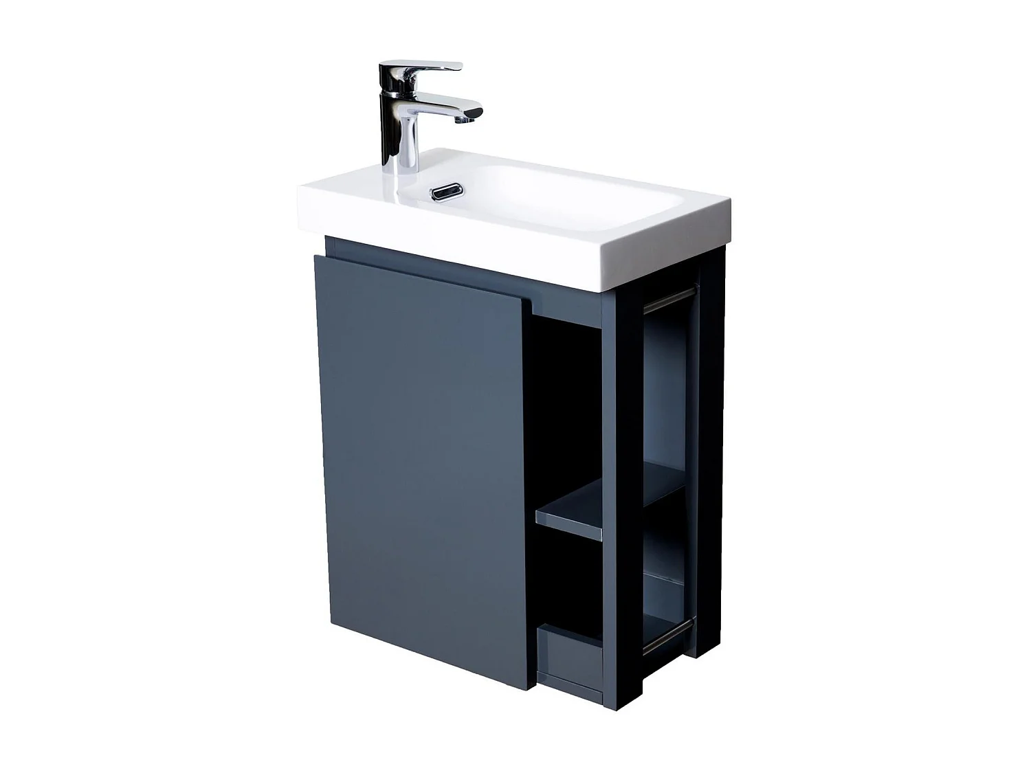 HAMPTON wastafelset met zijopbergruimte en spiegelplank