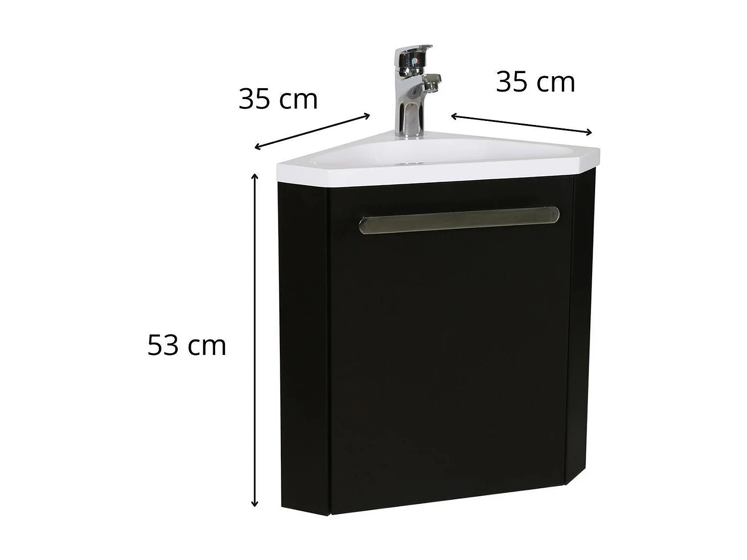 Meuble lave-mains d'angle suspendu avec vasque résine