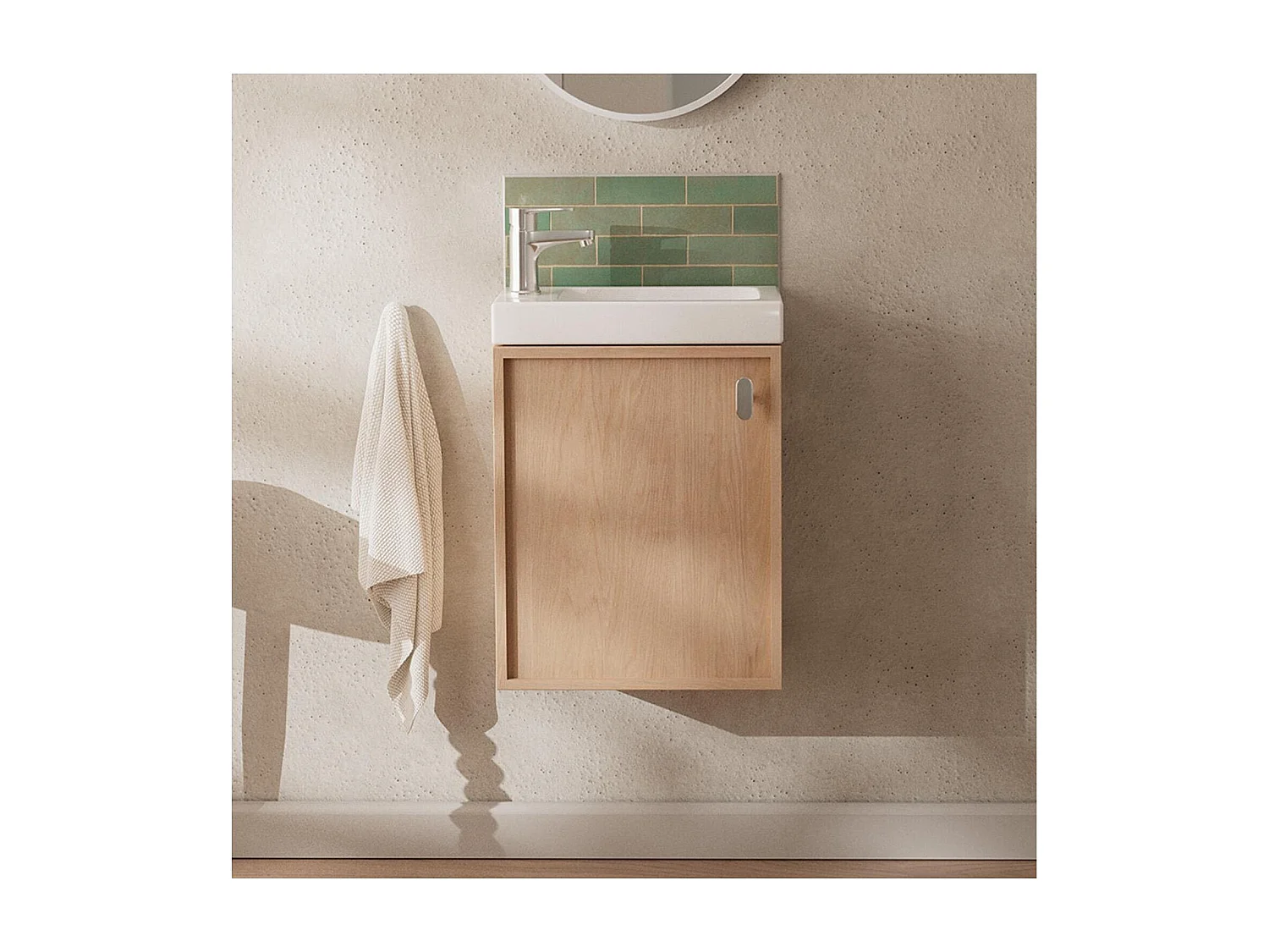 Eikenhouten wastafelmeubelset + FRAME kraan