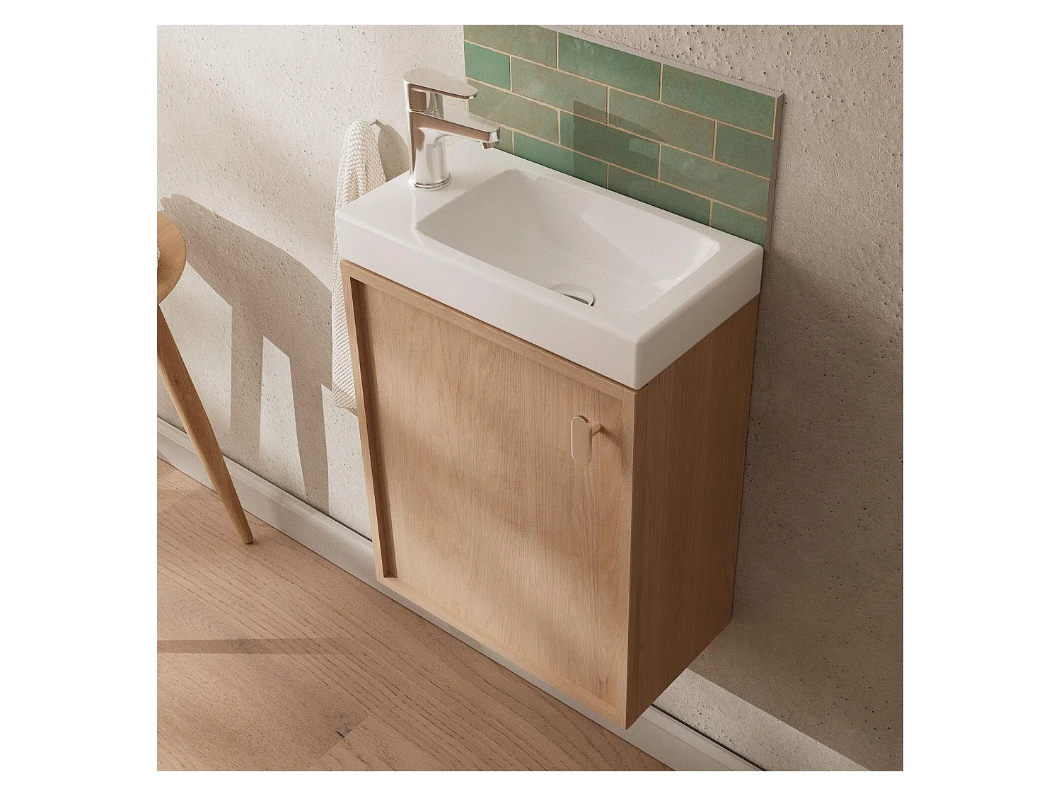 Zestaw umywalkowy dębowy + bateria FRAME