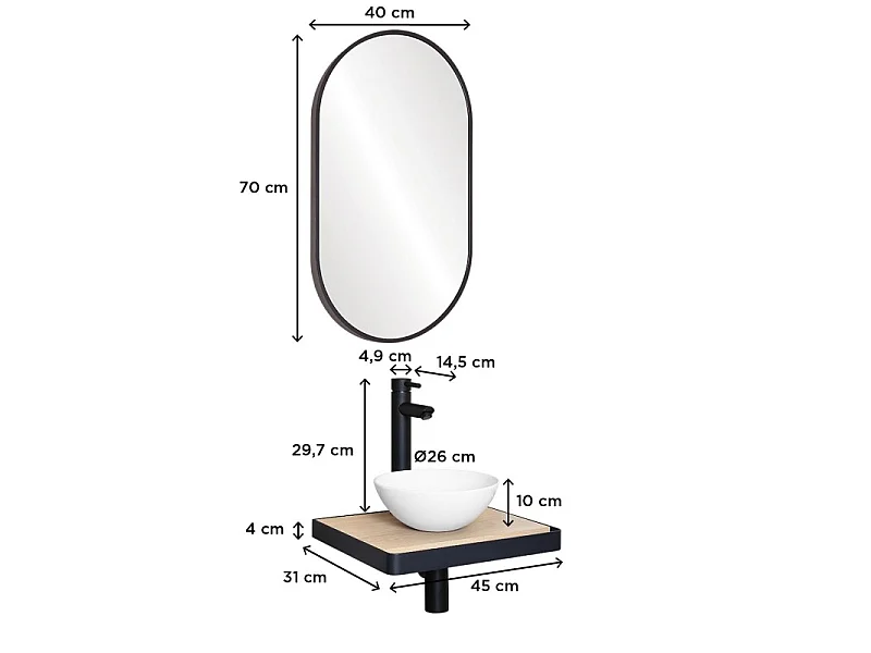 Lavabo SOHO slim + lavabo + grifo + espejo