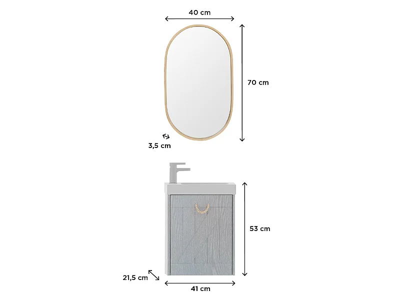 Szafka pod umywalkę MISTRAL + bateria + lustro