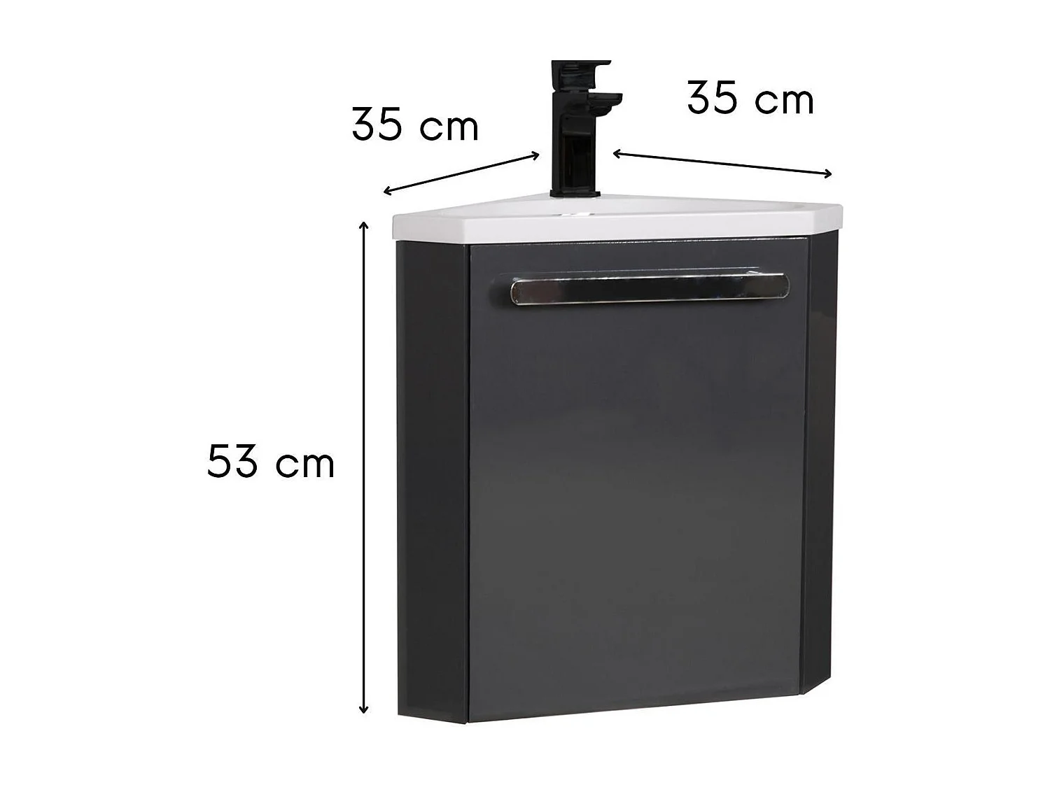 Ensemble lave-mains d'angle suspendu avec robinet noir