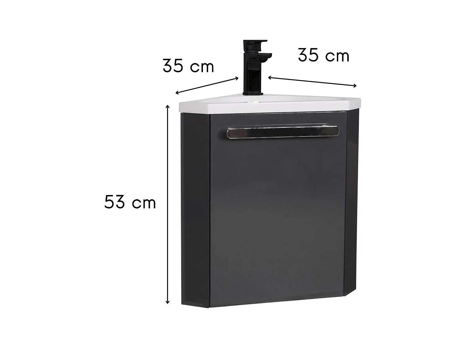 Ensemble lave-mains d'angle suspendu avec robinet noir