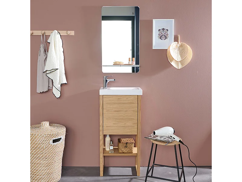 Mueble lavabo ATOLL con lavabo blanco + espejo