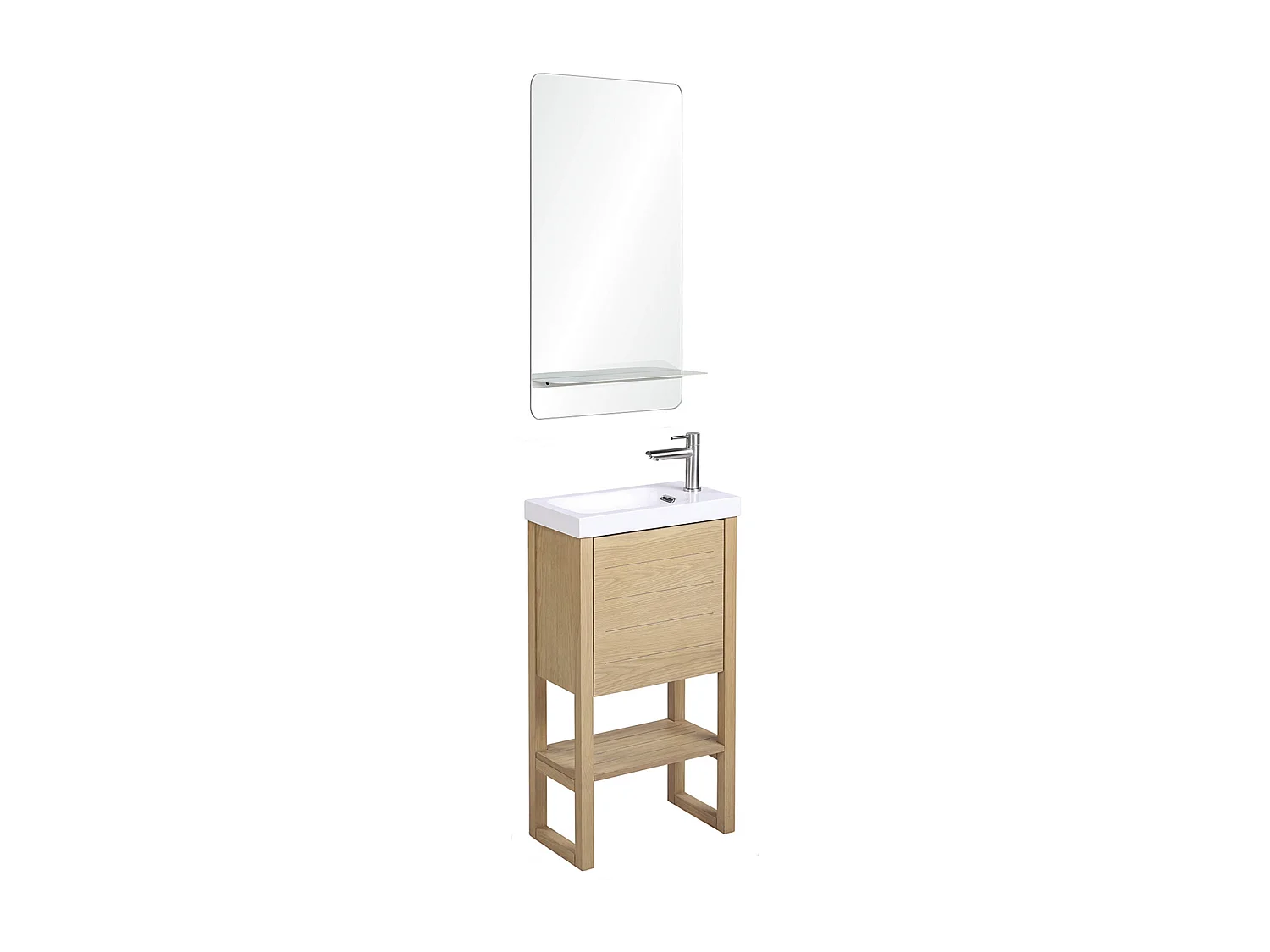 Ensemble meuble lave-mains vasque blanche ATOLL avec miroir