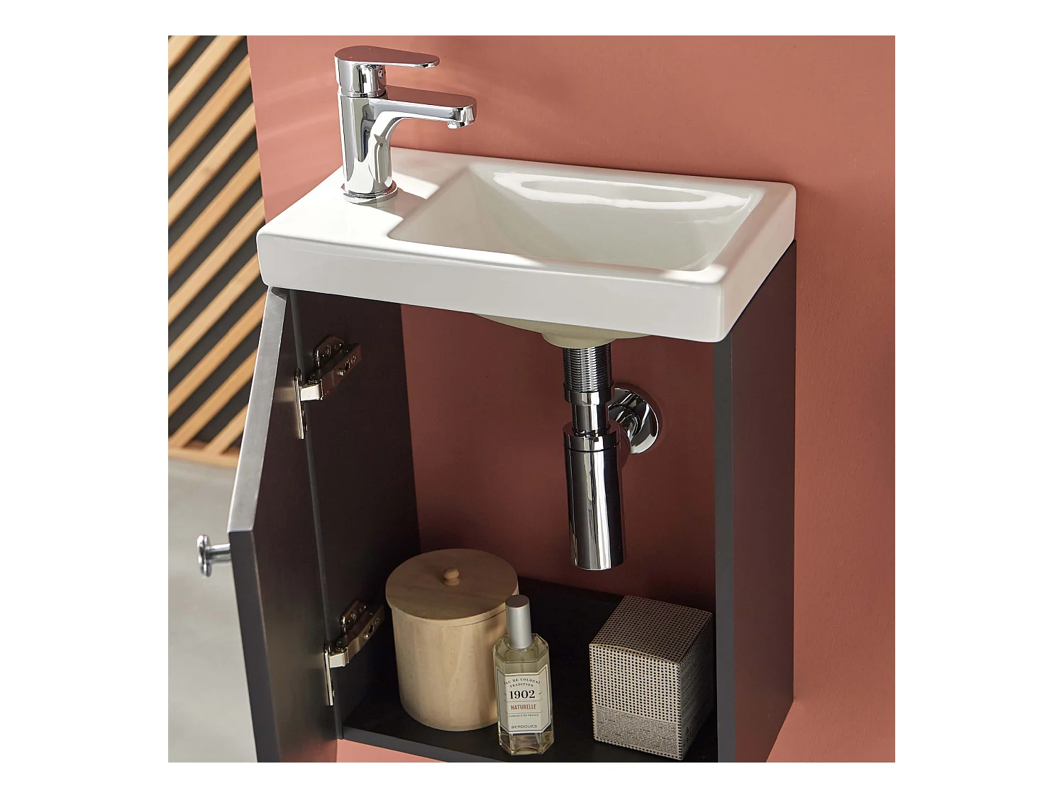 Meuble lave-mains noir carbone AVA