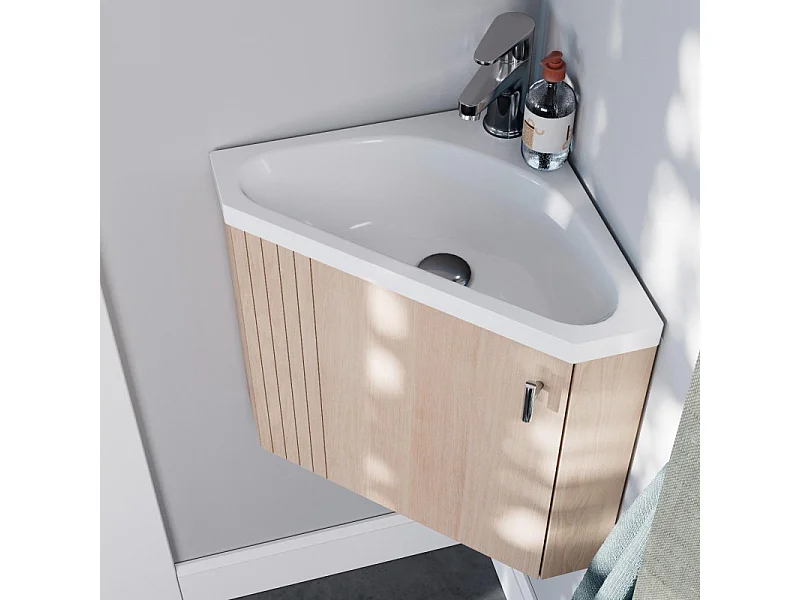 KODA Eckwaschtisch-Set + Armatur + Spiegelschrank