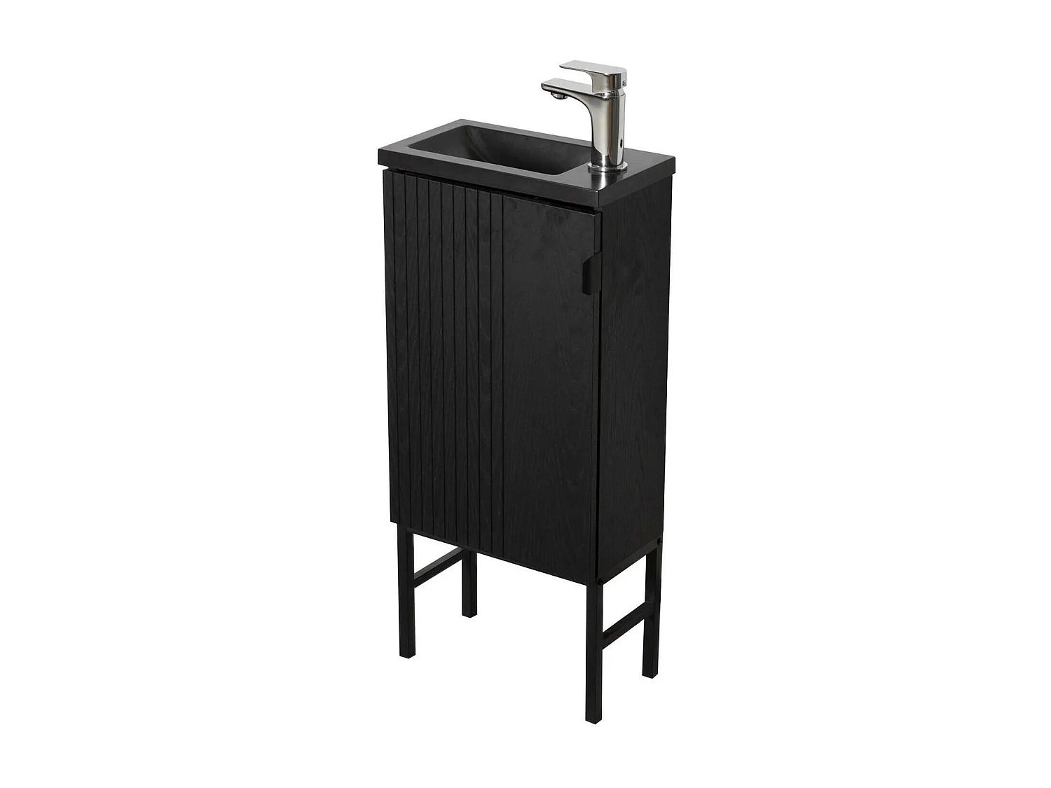 Ensemble meuble lave-mains décor chêne carbone + miroir