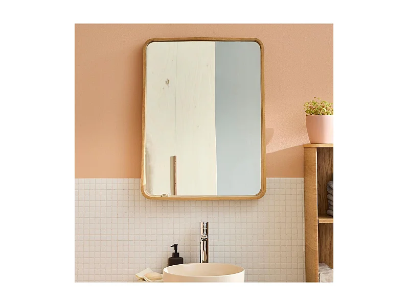 Miroir rectangulaire biseauté en chêne 60x80cm