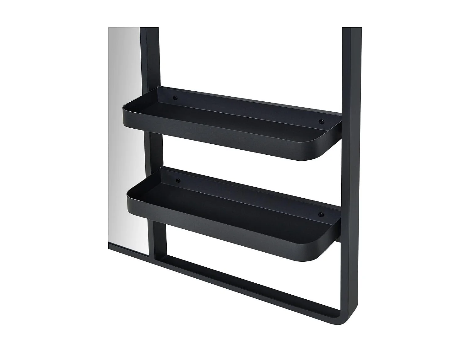 Miroir d'entrée en métal noir 90x80cm - avec rangement et patères