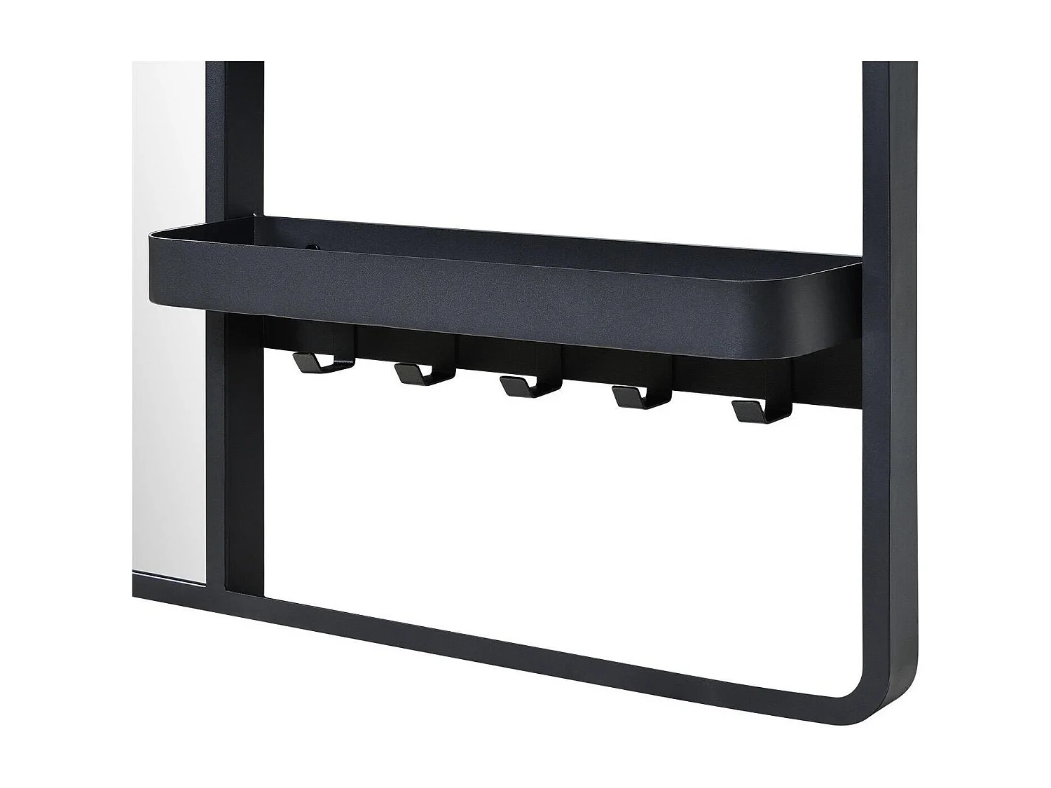 Miroir d'entrée en métal noir 90x80cm - avec rangement et patères