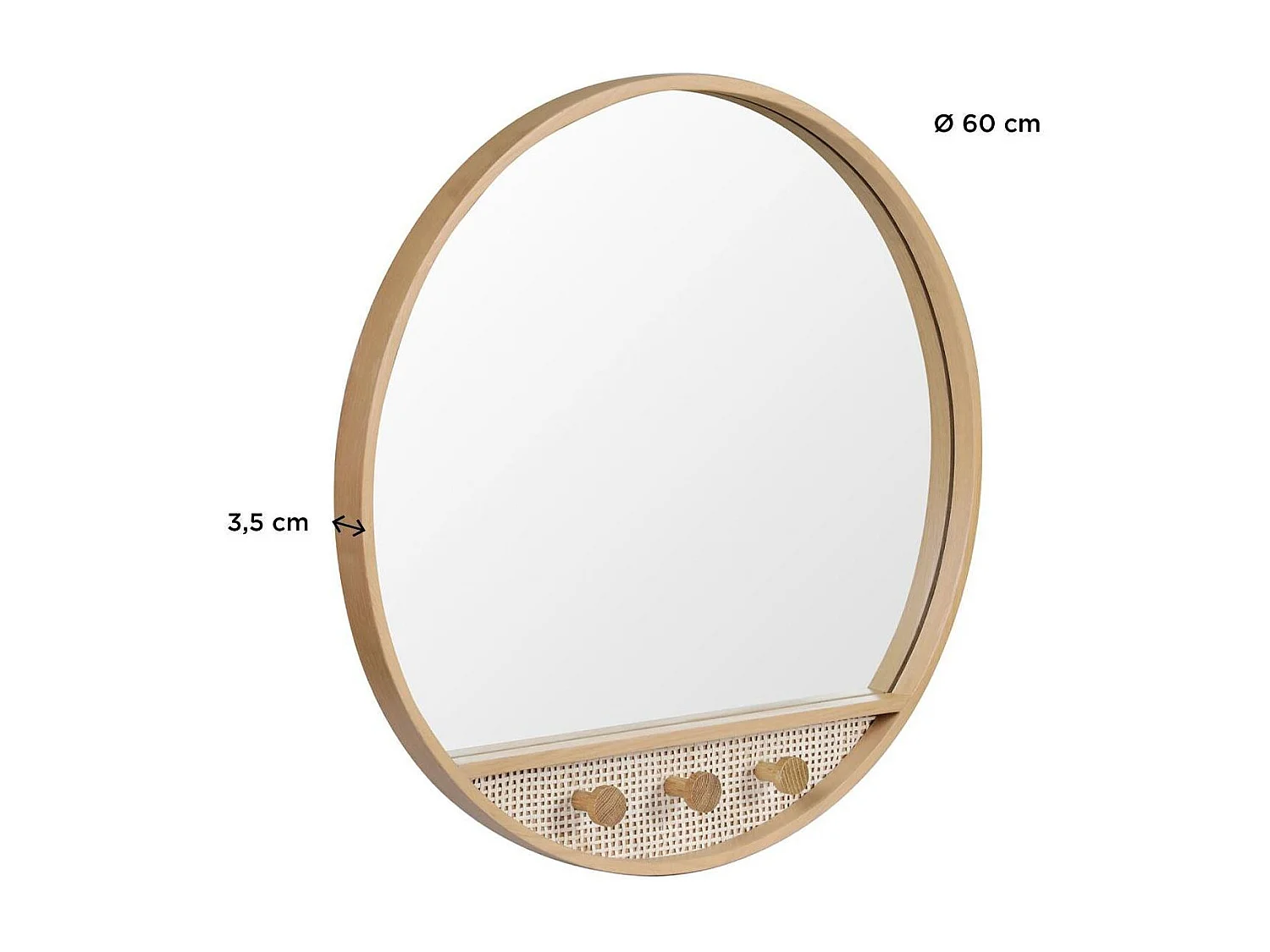 Runder Spiegel aus Eichenholz 60x60cm NESTO