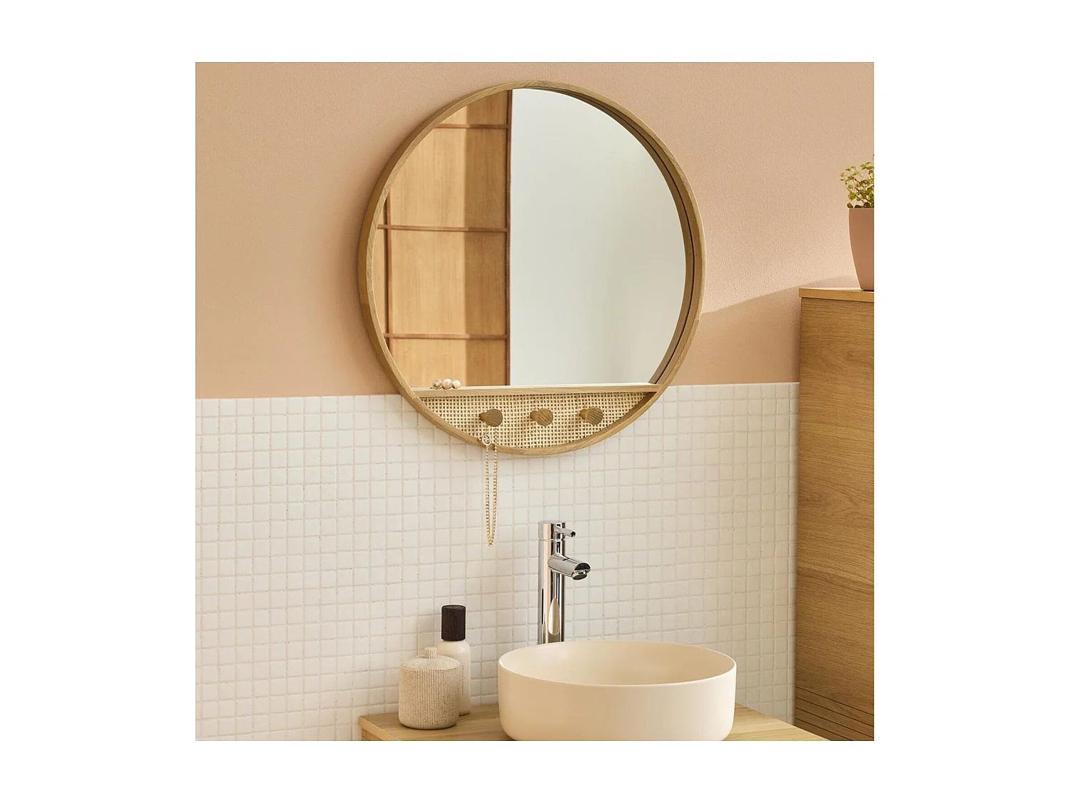 Runder Spiegel aus Eichenholz 60x60cm NESTO