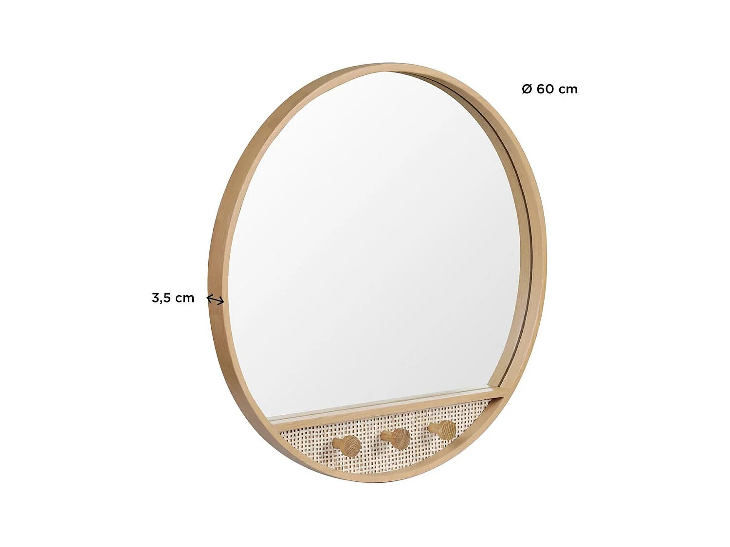 Ronde eikenhouten spiegel 60x60cm NESTO