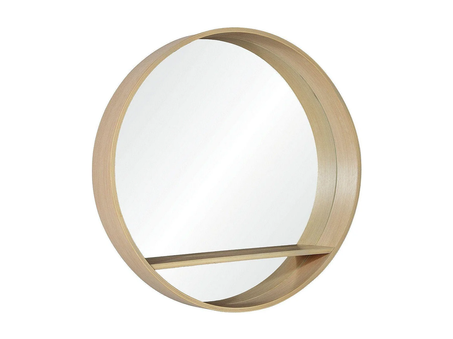 Ronde eikenhouten spiegel met OBLO-plank