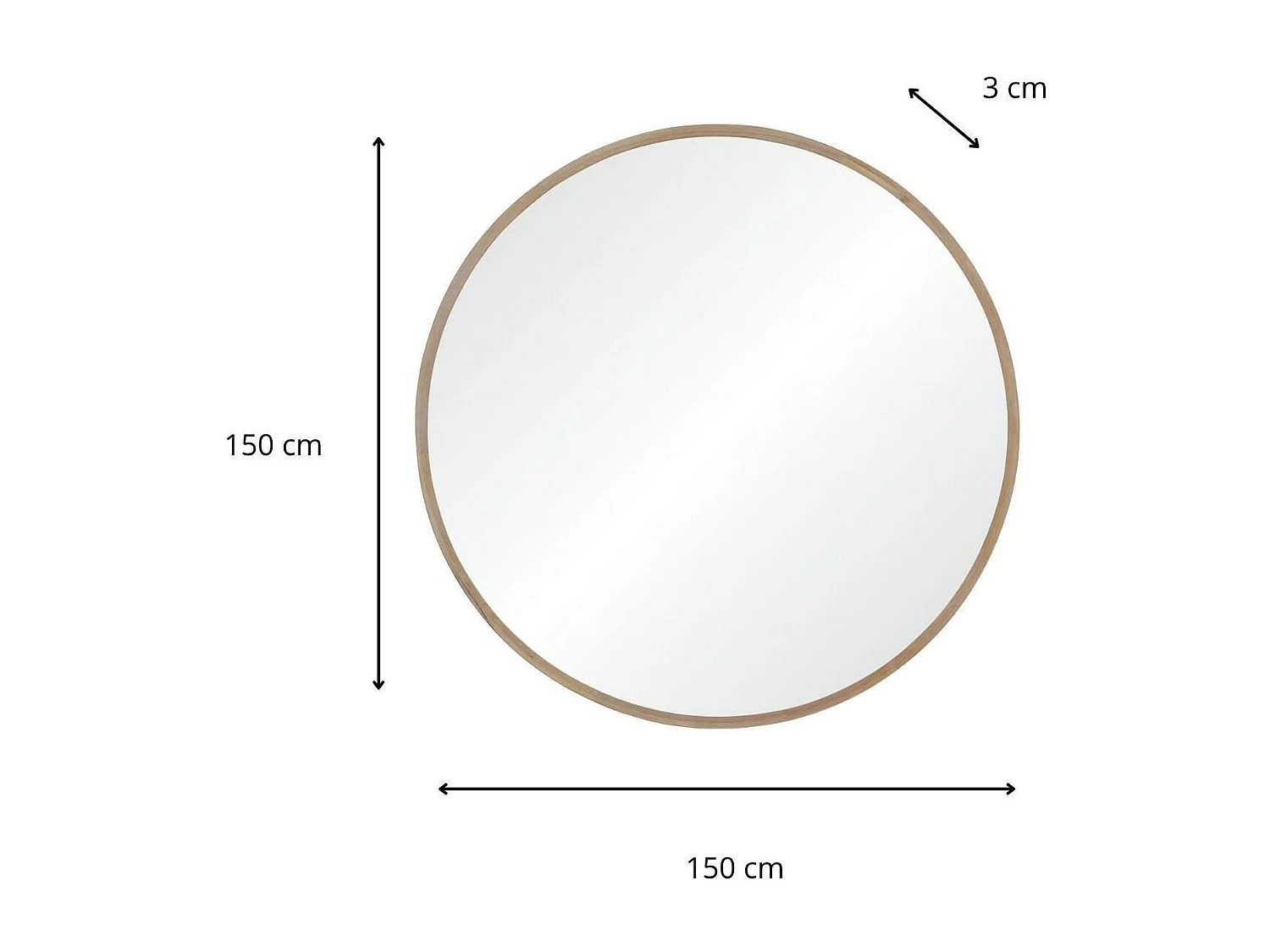 Miroir XXL en chêne rond 150cm