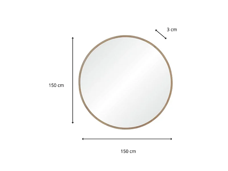 Miroir XXL en chêne rond 150cm