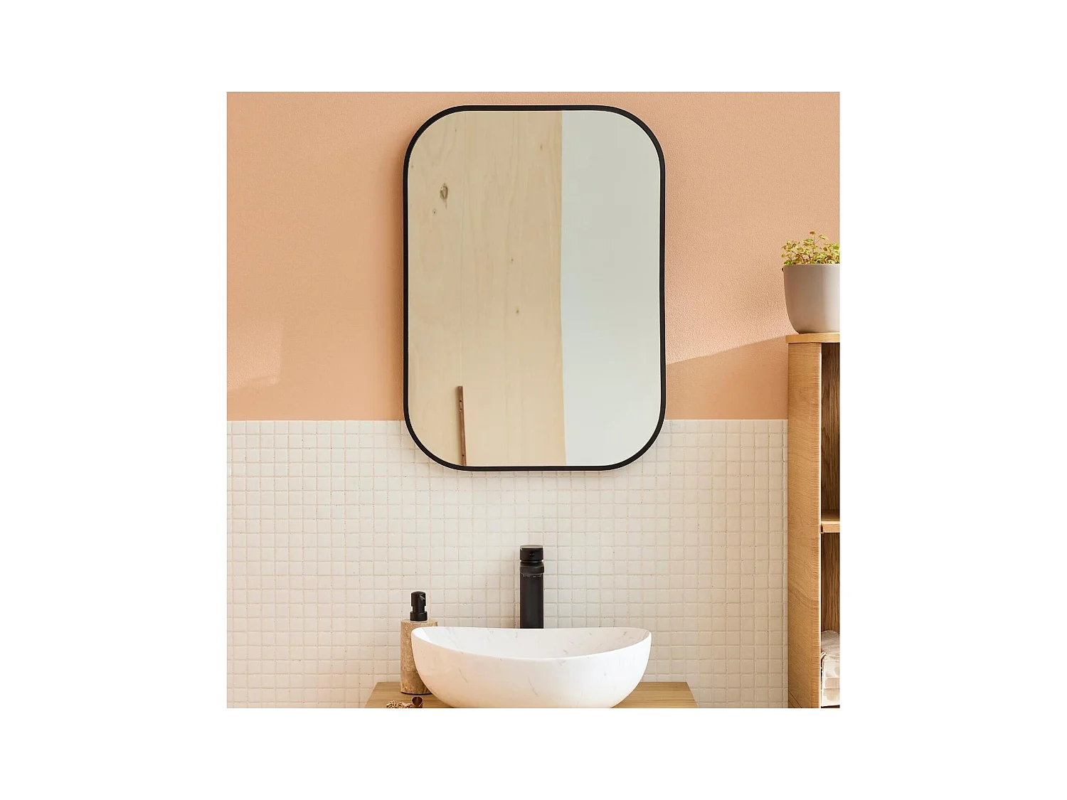 Miroir rectangulaire réversible en métal noir 50x70cm