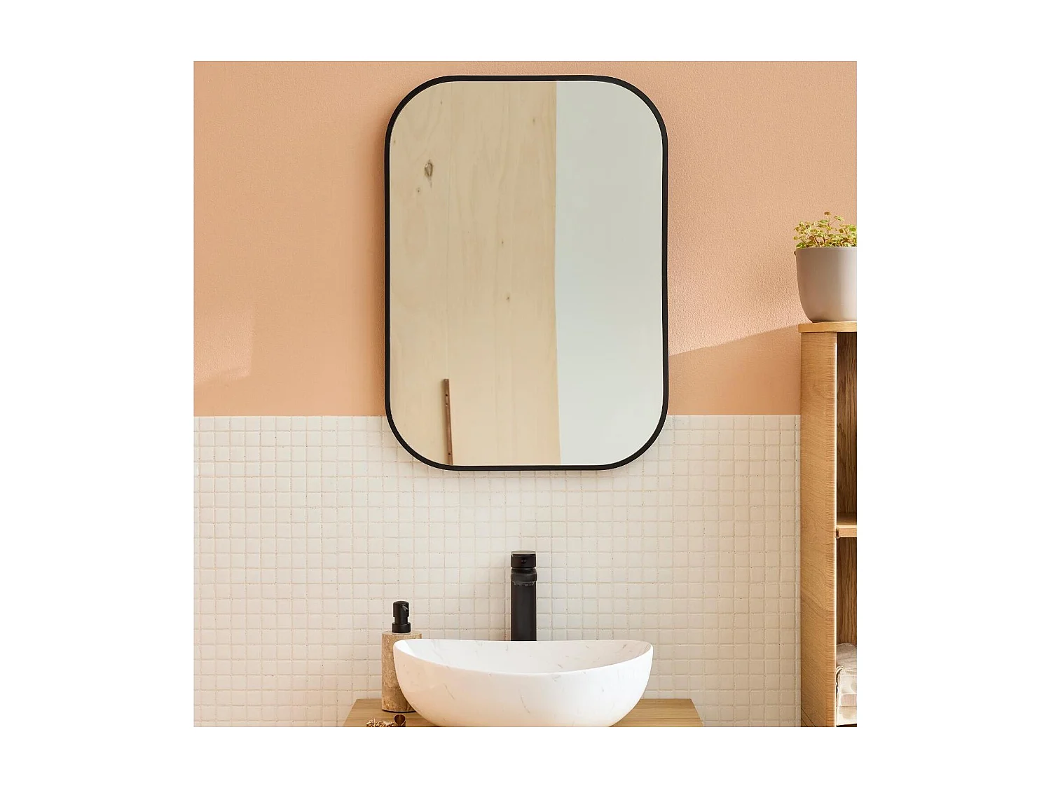 Miroir rectangulaire réversible en métal noir 50x70cm