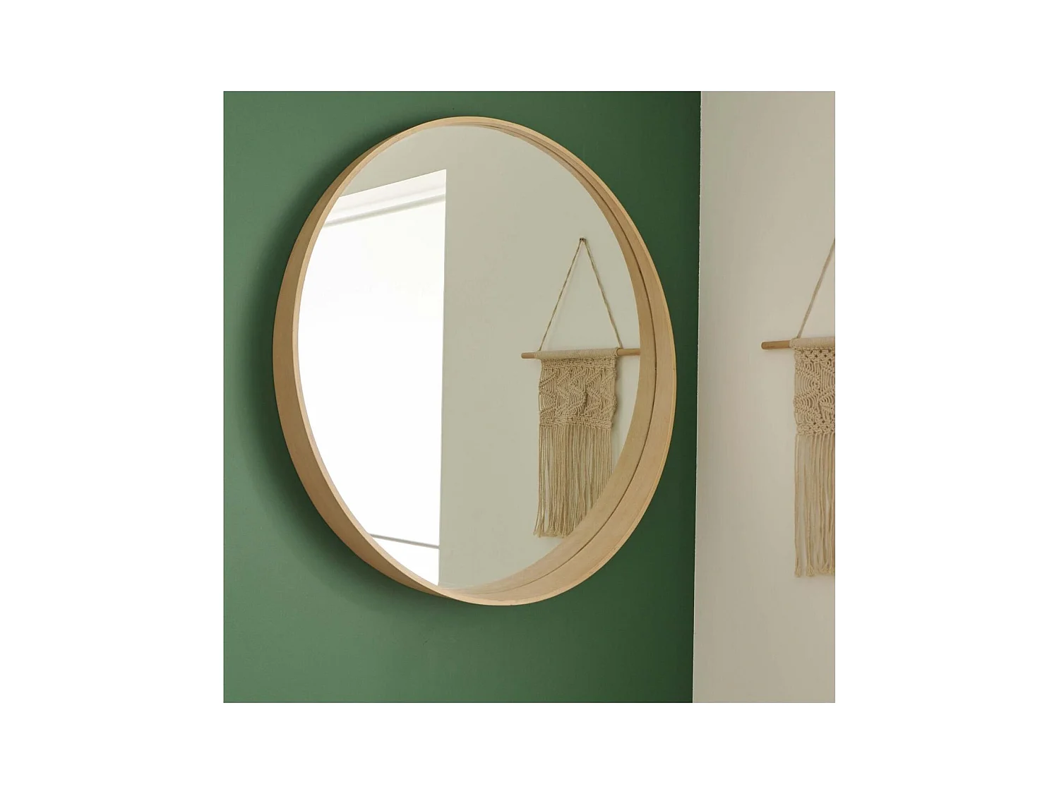 Miroir rond en chêne D60/80cm