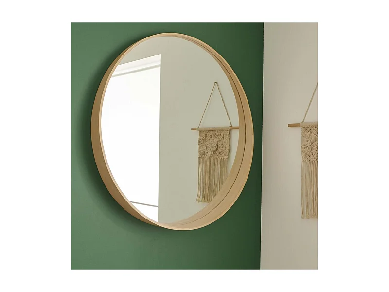 Miroir rond en chêne D60/80cm