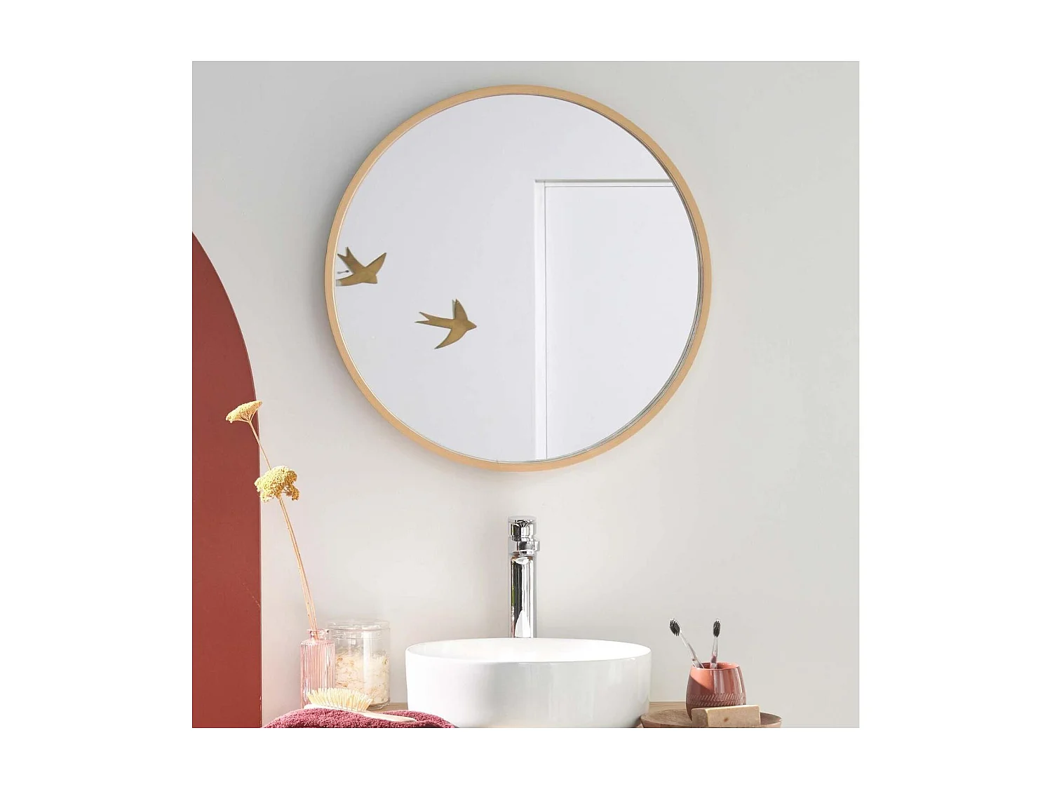 Specchio rotondo in rovere VALI