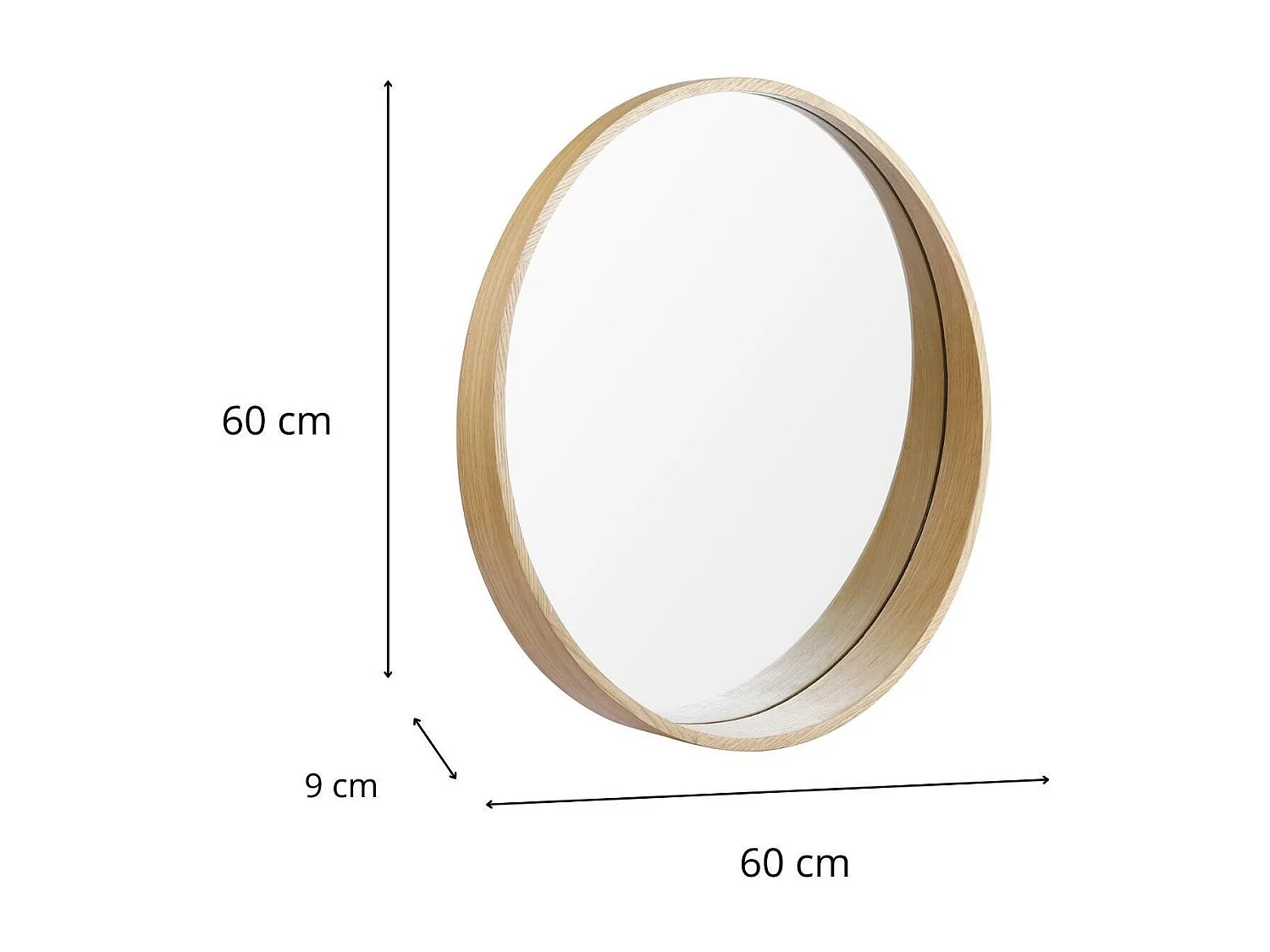 Specchio rotondo in rovere VALI