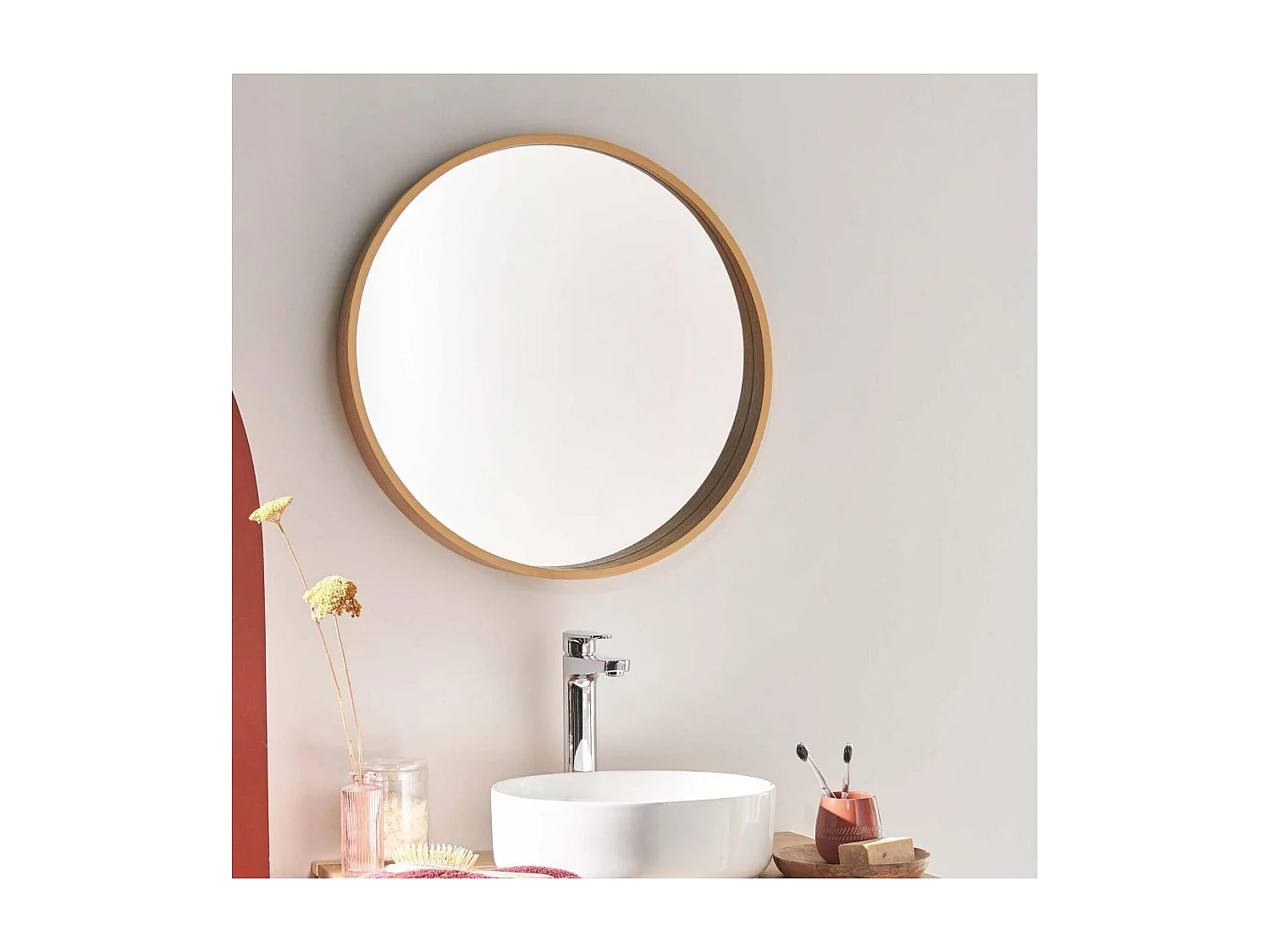 Specchio rotondo in rovere VALI