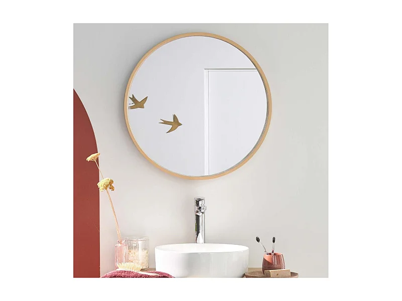 Specchio rotondo in rovere VALI