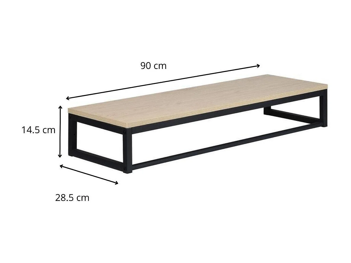 Etagère penderie murale bois et métal noir 90x28,5cm