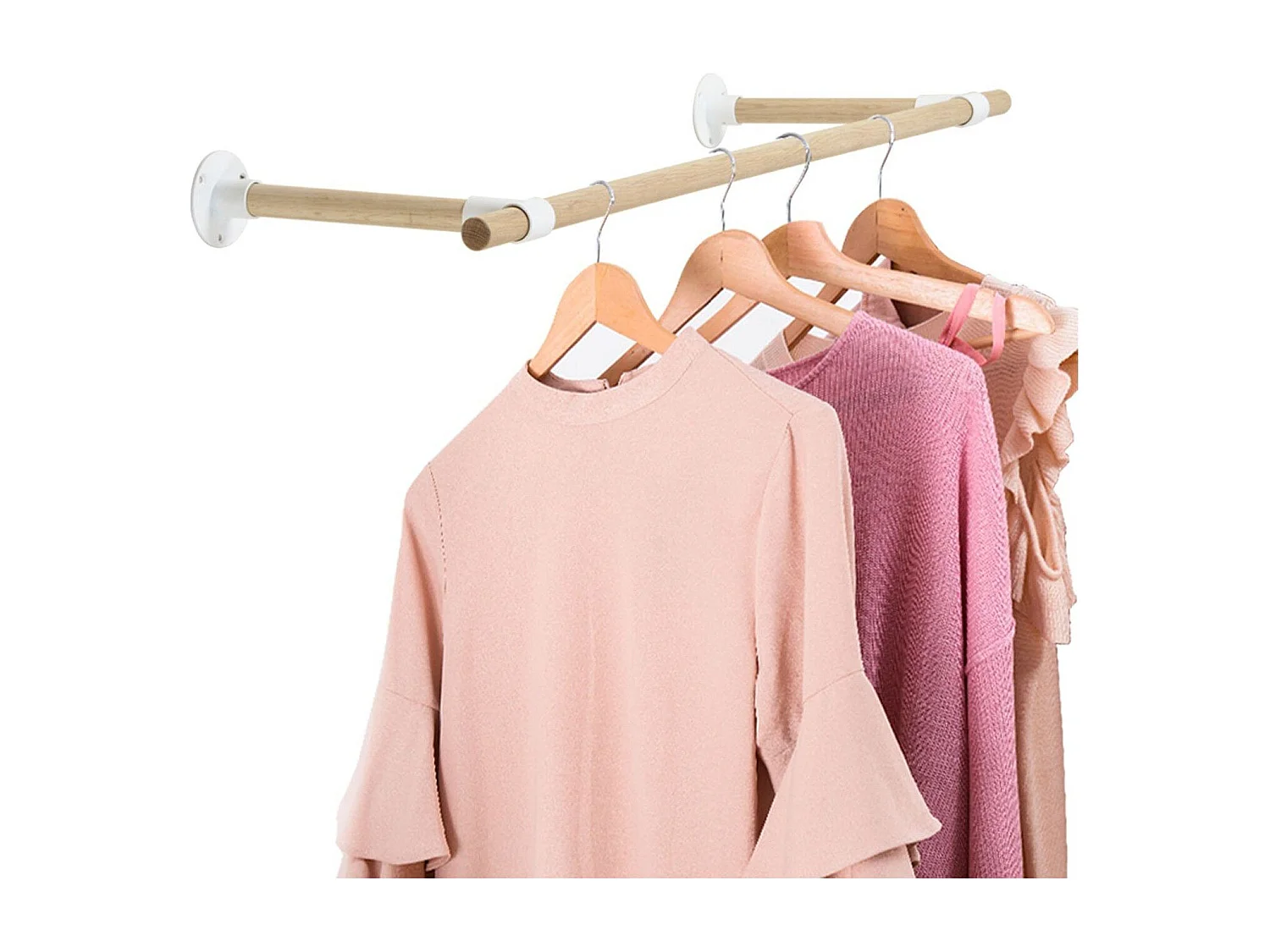 Penderie murale bois et métal blanc 100cm