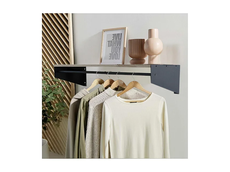 Estantería mural de madera y metal L90 cm STEFF