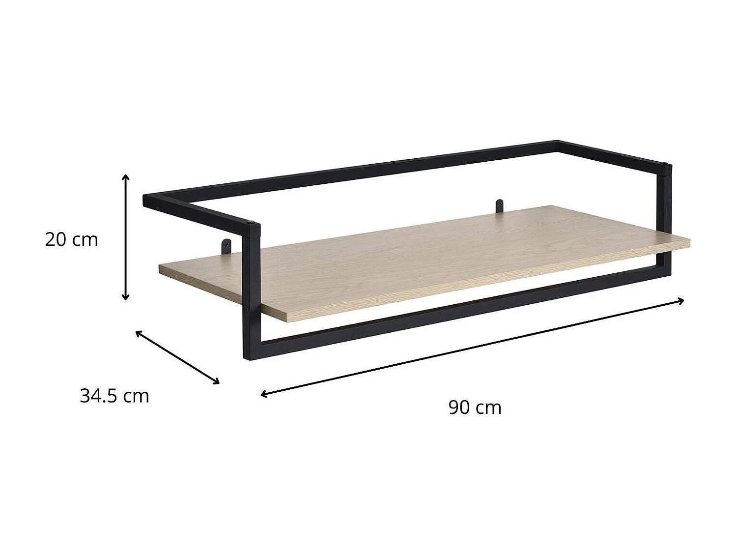 Etagère penderie murale bois et métal noir 90x34,5cm