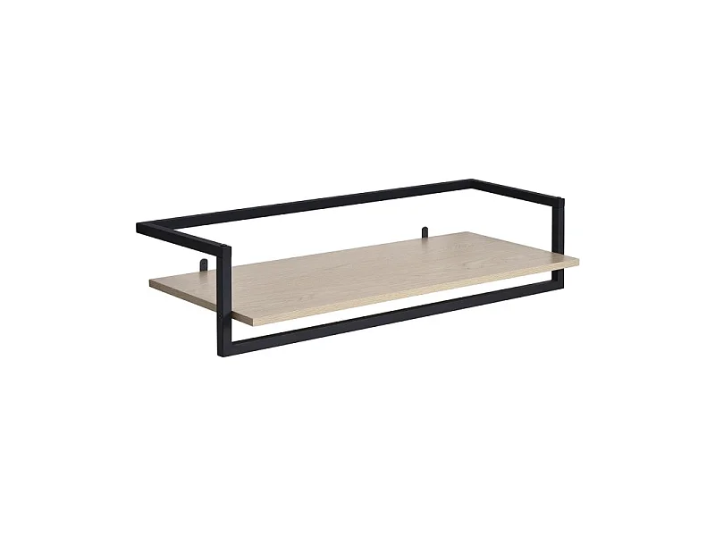Etagère penderie murale bois et métal noir 90x34,5cm