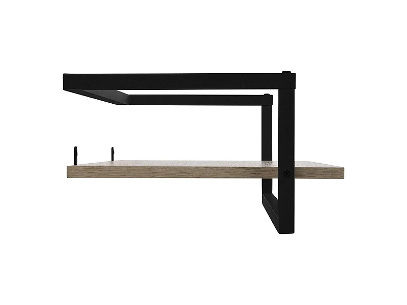 Etagère penderie murale bois et métal noir 90x34,5cm