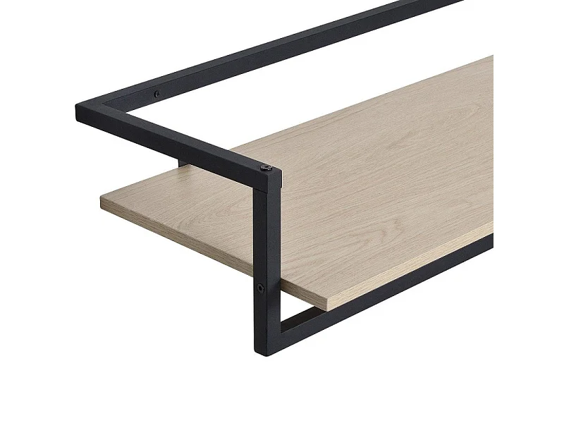 Etagère penderie murale bois et métal noir 90x34,5cm