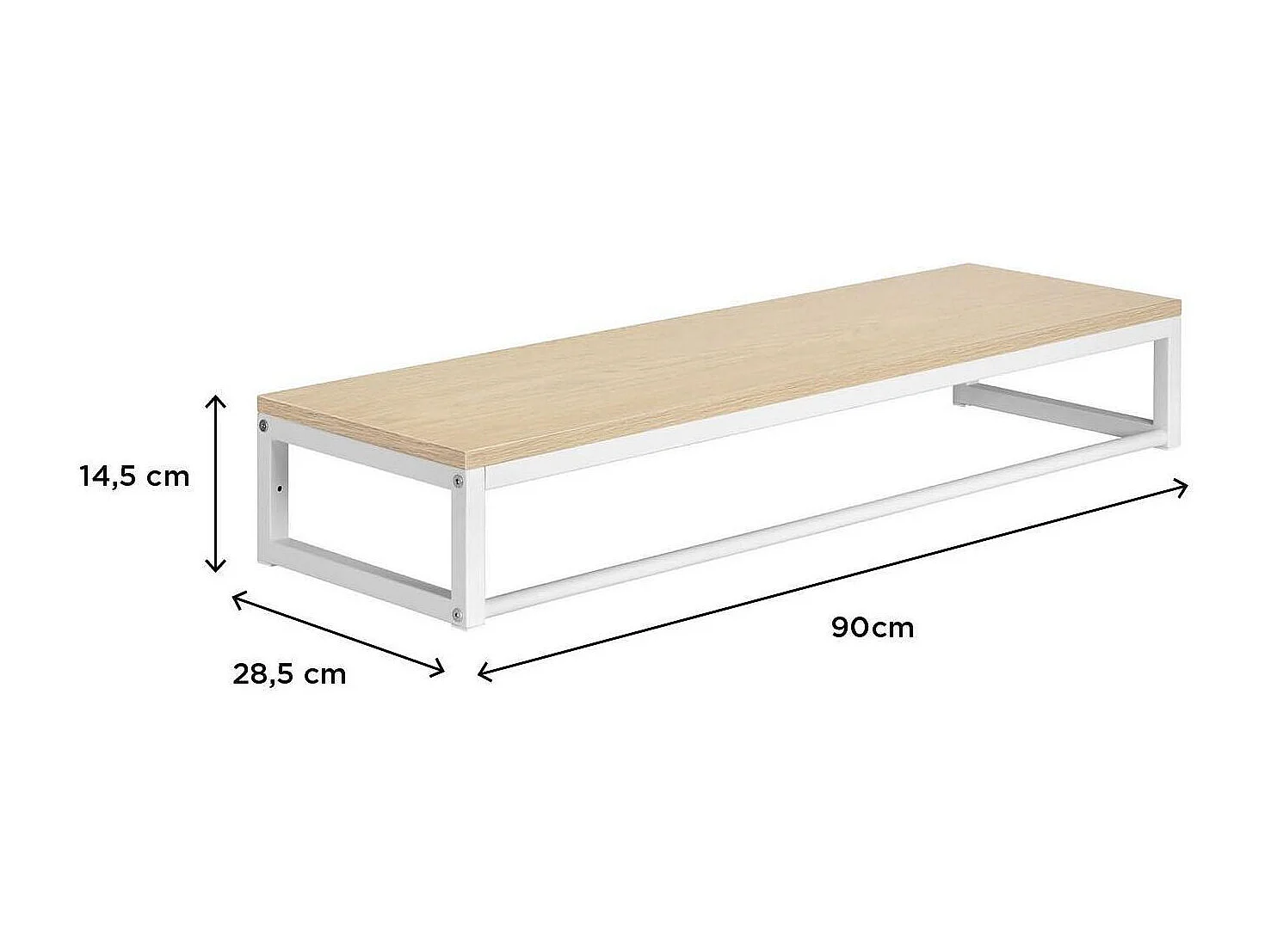 Etagère penderie murale bois et métal blanc 90x28,5cm