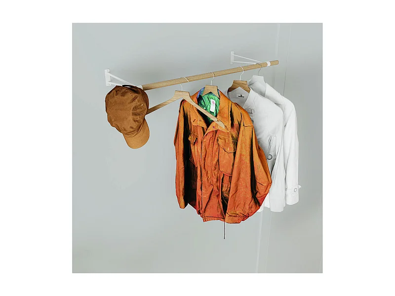 Penderie murale bois et métal blanc 100cm