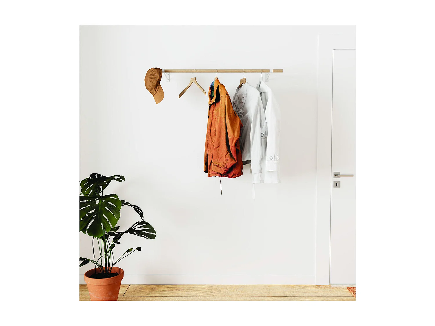 Penderie murale bois et métal blanc 100cm