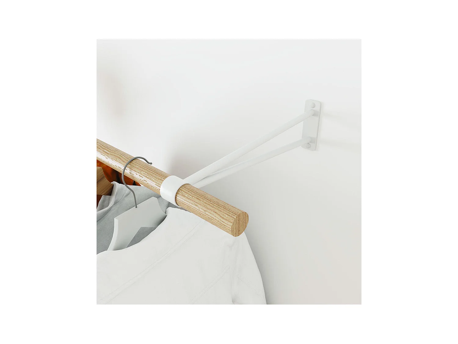 Penderie murale bois et métal blanc 100cm