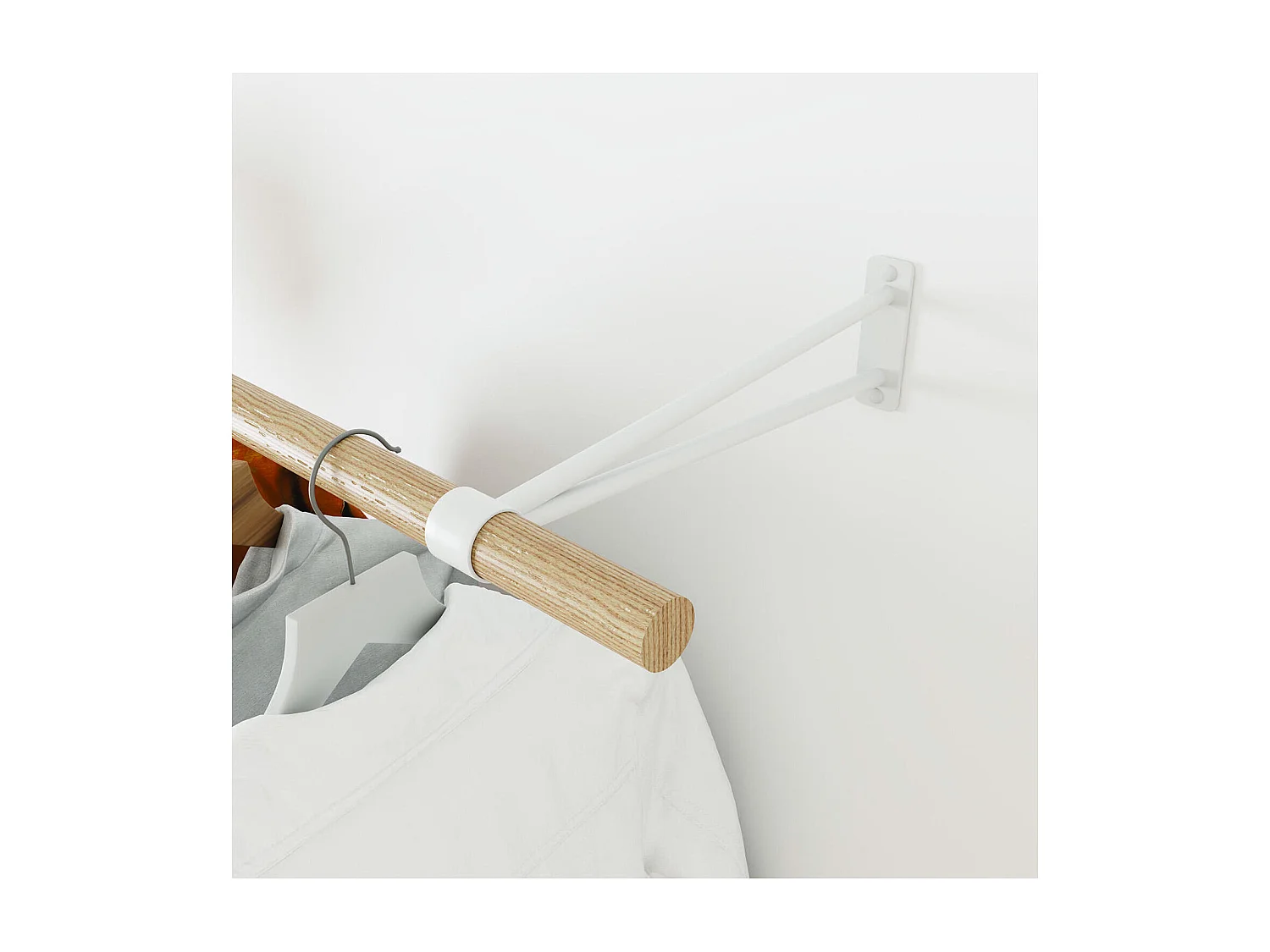 Penderie murale bois et métal blanc L100 cm