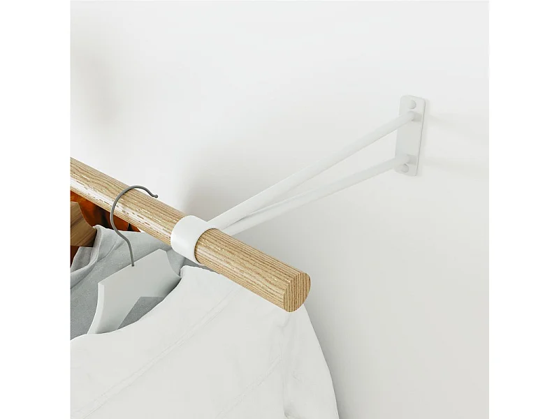 Penderie murale bois et métal blanc 100cm