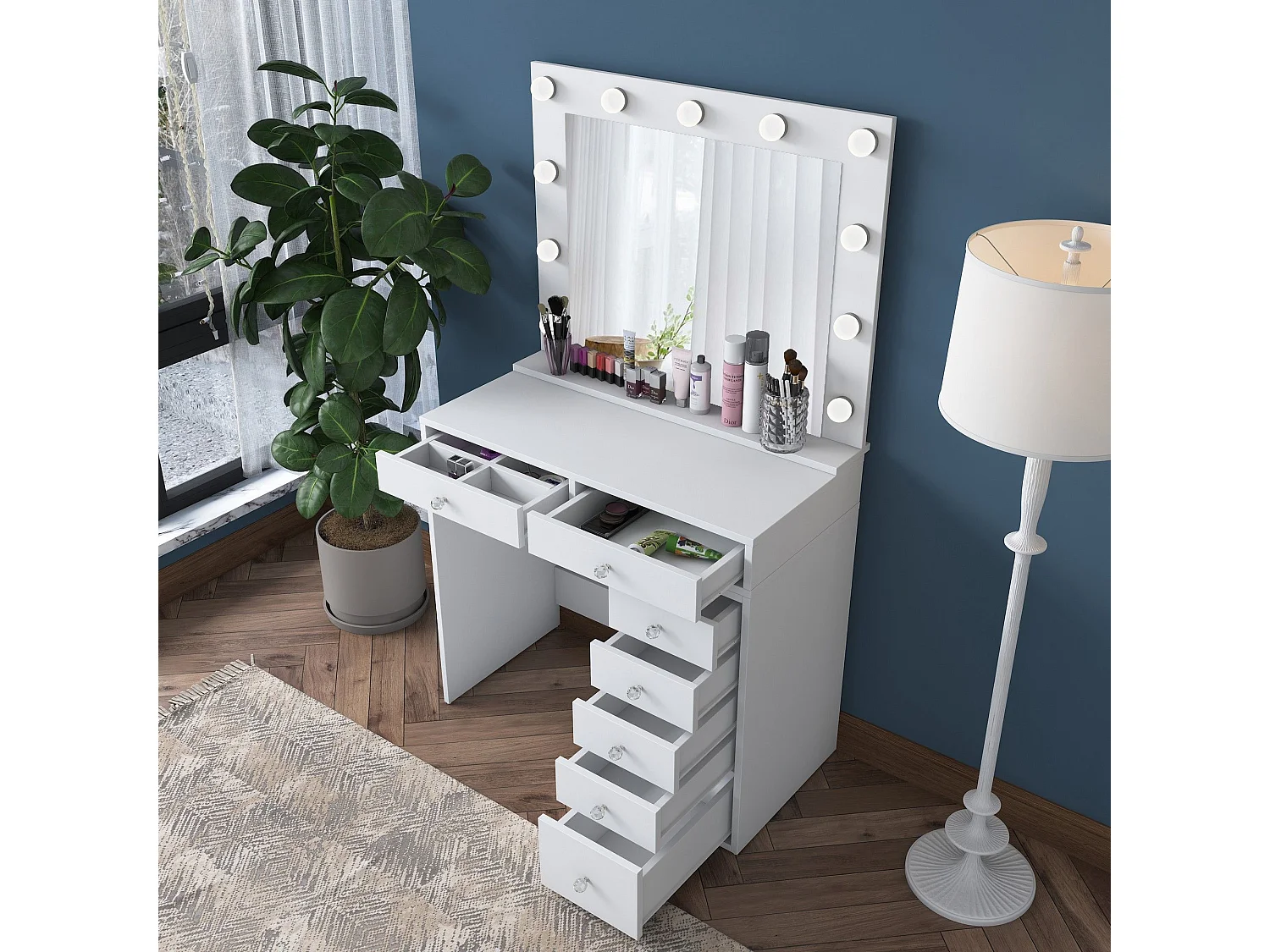 Coiffeuse moderne Beline L90cm Blanc