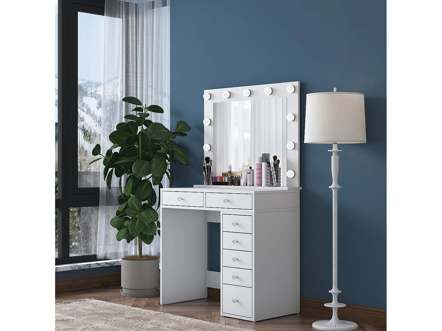 Coiffeuse moderne Beline L90cm Blanc