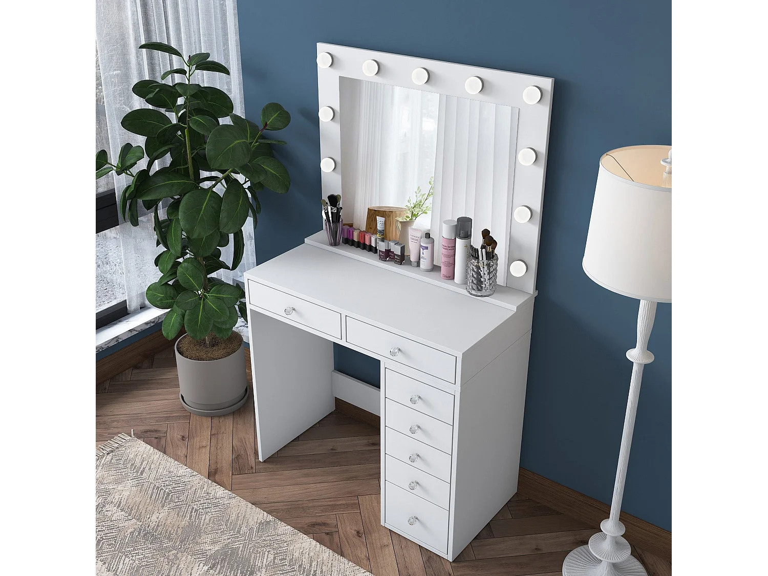 Coiffeuse moderne Beline L90cm Blanc