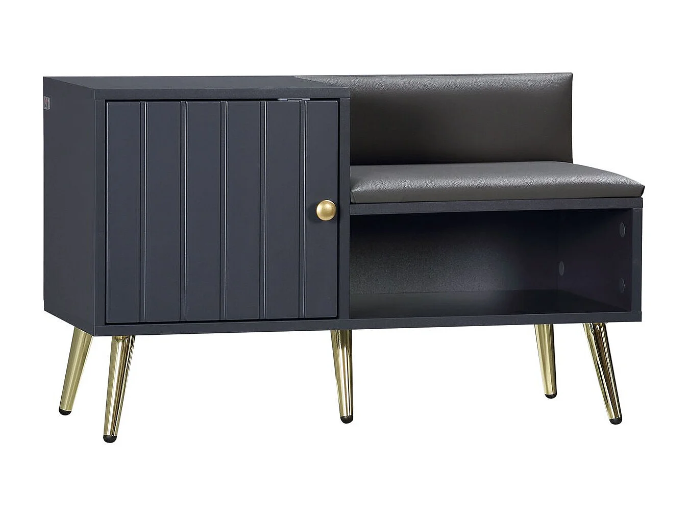 Banco Sapateiro Moderno HOMCOM com Almofada Acolchoada e Compartimento para 4 Pares de Sapatos - Cinza Escuro 80x33x49 cm