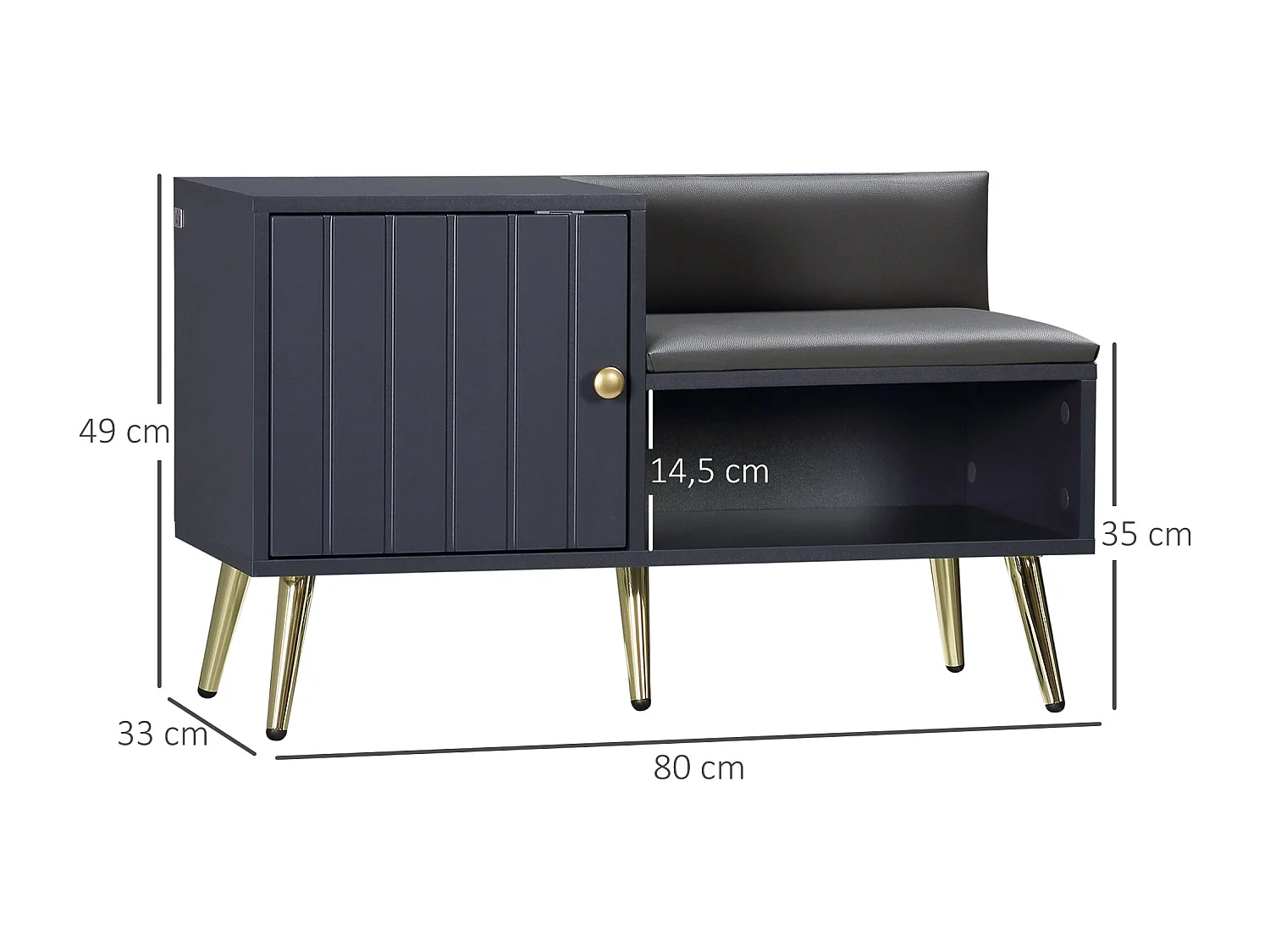 Banco zapatero Jade Homcom armario + compartimento 4 pares gris 49x80x33 cm