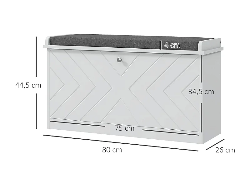 Banco zapatero Lucy Homcom 8 pares de zapatos blanco 44,5x80x26 cm