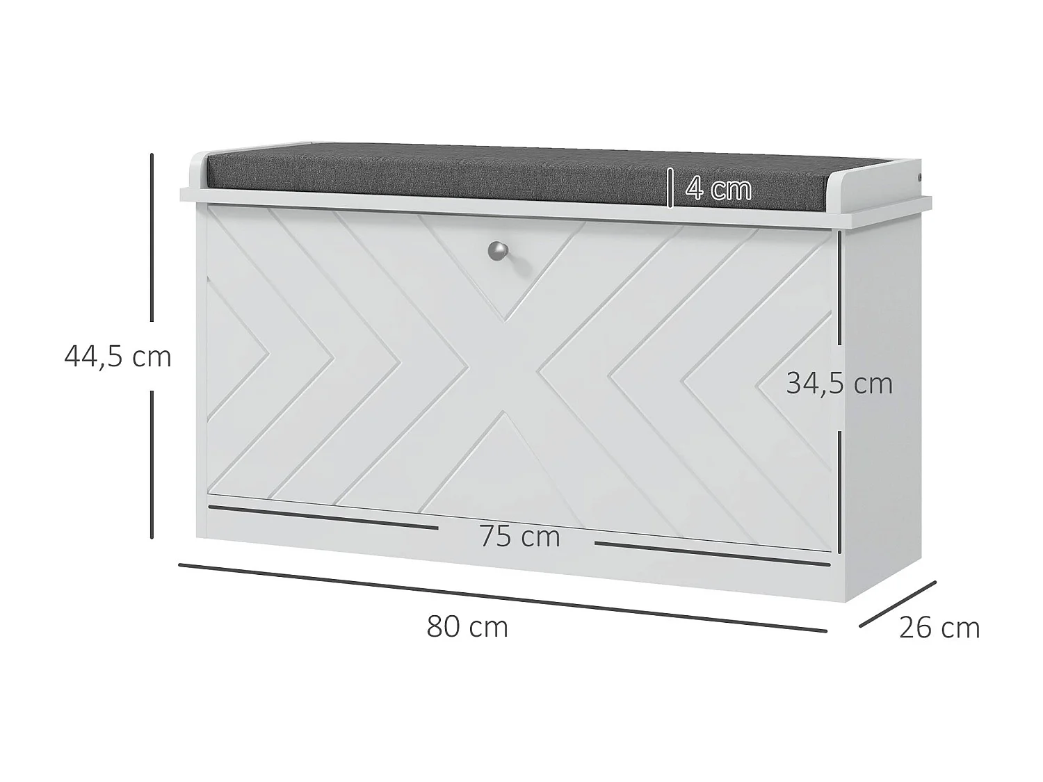 Banco zapatero Lucy Homcom 8 pares de zapatos blanco 44,5x80x26 cm